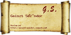Geiszt Sándor névjegykártya